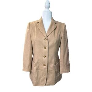 VTG Talbots Camel Hair Blazer Womens 2 Beige 3/4 Sleeve Classic Academia Money